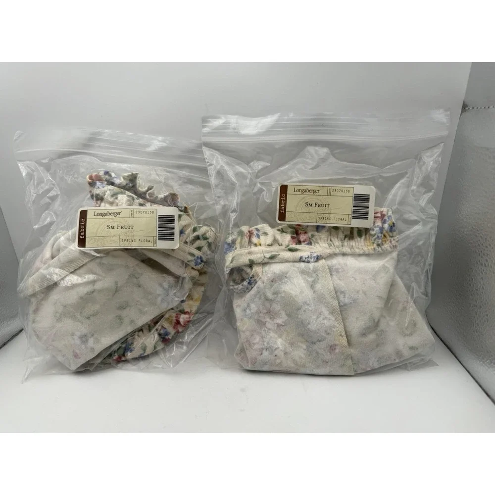 Lot 2 Longaberger Small Fruit Basket Liners Spring Floral Fabric 23078138 NOS
